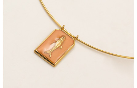 Collar rigido ACERO INOXIDABLE con colgante chapa 