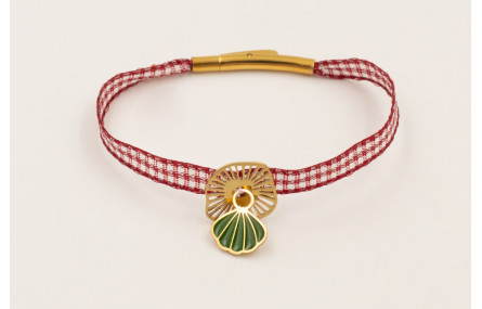 Pulsera lazo vichy burdeos con cierre tubo, centro