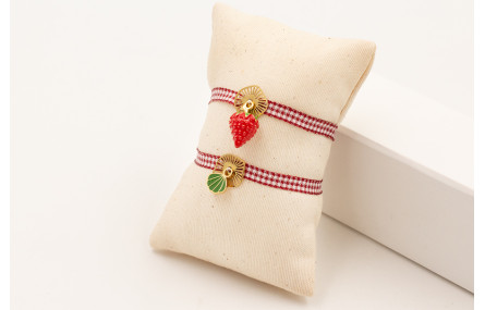 Pulsera lazo vichy burdeos con cierre tubo, centro