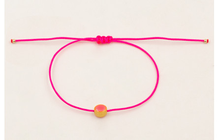 Pulsera hilo rosa fluor con entrepieza ovalada esm