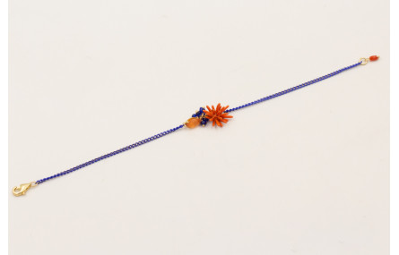 Pulsera cadena eslabón azulón con cabujón cristal 