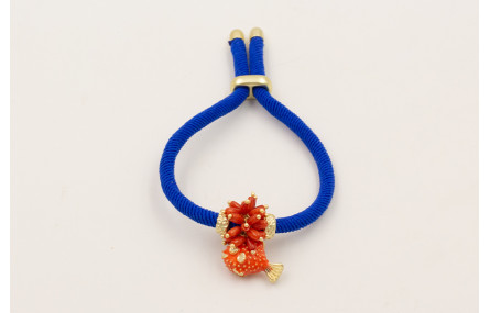 Pulsera cordón elastico azulón con pez globo esmal