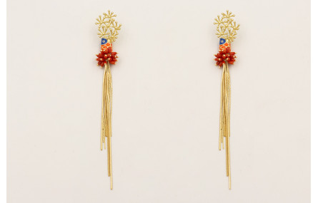 Pendientes perno estrellas coral dorado mate con f