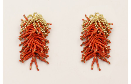 Pendientes fleco bolitas dorado mate con pompon ab