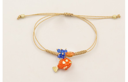 Pulsera hilo metalico dorada palido con burruño fa