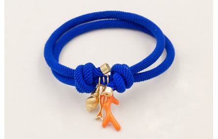 Pulsera cordón elastico azulón con nudos corredizo