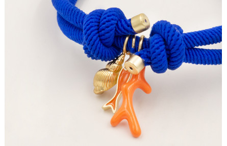 Pulsera cordón elastico azulón con nudos corredizo