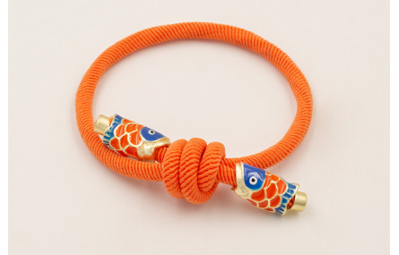 Pulsera cordón elastico naranja con nudo corredizo