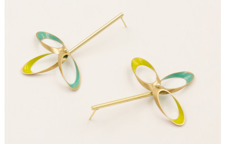 Pendientes ovalos biselados esmalte lima y turuqes