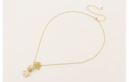 Collar cadena micro esmalte turquesa, con pez arti