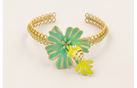 Pulsera labrada latón con cadena strass pequeño co