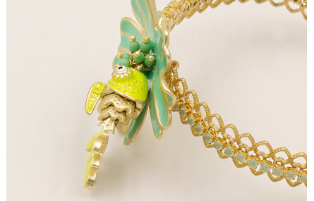 Pulsera labrada latón con cadena strass pequeño co