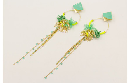 Pendientes cuadrado levantado esmalte turquesa, ar