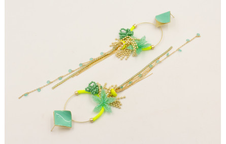 Pendientes cuadrado levantado esmalte turquesa, ar