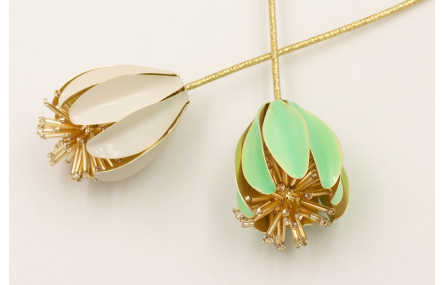 Collar cordón magnetico dorado con campanillas esm