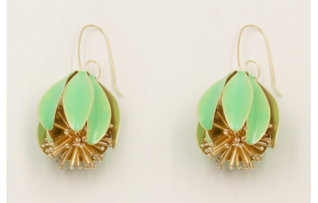 Pendientes campanillas esmaltadas turquesa con est