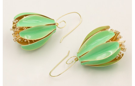 Pendientes campanillas esmaltadas turquesa con est