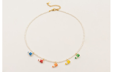 Collar perlas naturales con colgante lapices esmal