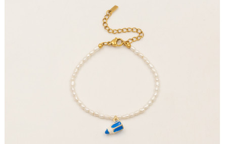 Pulsera perlas naturales con colgante lapiz esmalt