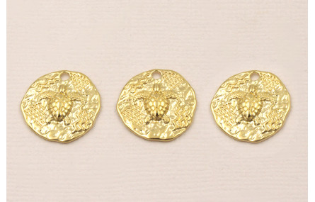 Chapa Tortuga 18mm Baño Oro 3 micras 18K