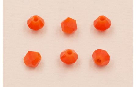 Bicono Facetado de 4mm Color Naranja Vivo