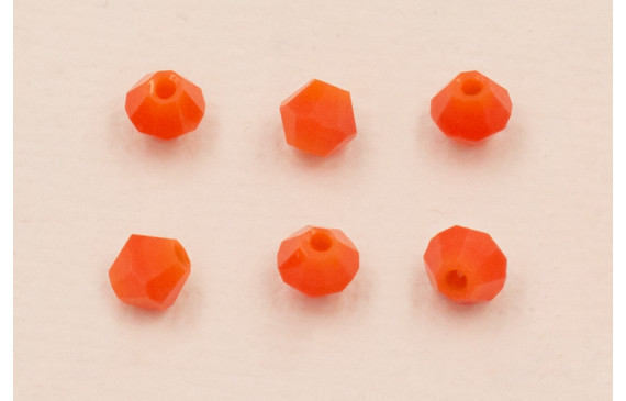 Bicono Facetado de 4mm Color Naranja Vivo
