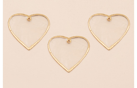 Chapa Corazón Nacar 34*37mm bordes dorados