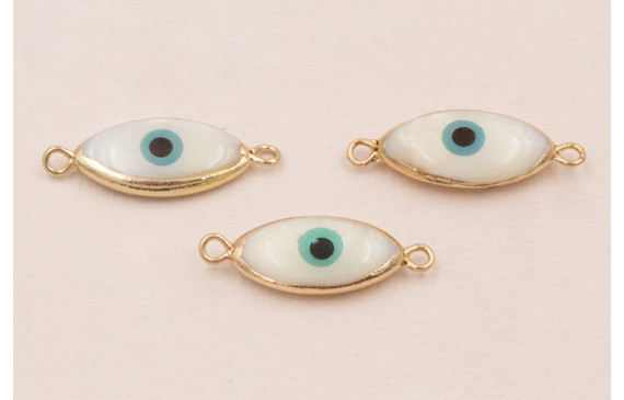 Entrepieza Nacar 21*10 Ojo Turco y bordes dorados