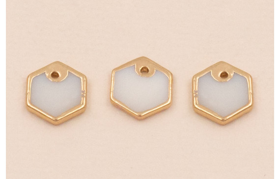 Hexágono plano Nacar 7*7mm bordes Dorados