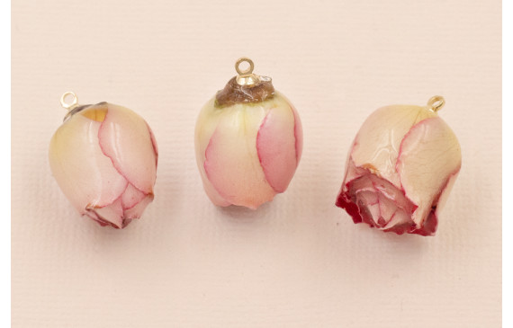 Colgante Flor Natural 20*15mm Rosa y Blanca