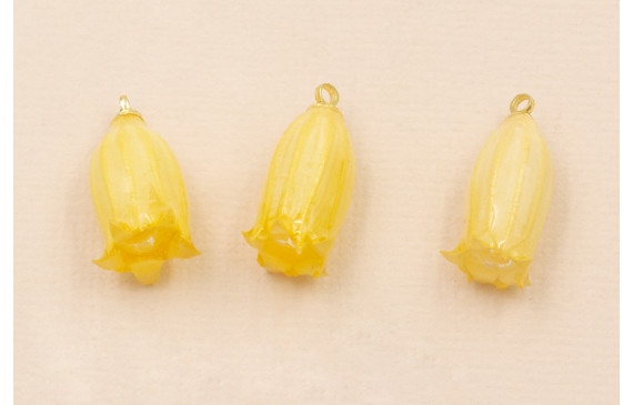 Flor Natural Campanilla con Resina 23*10 Amarilla