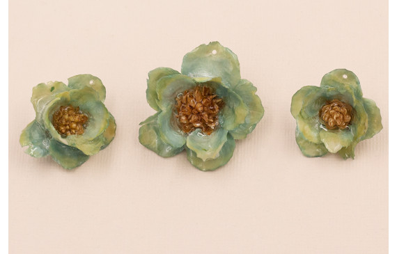 Flor Natural con Resina 30-35mm Color Turquesa