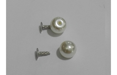 Perla 8mm con medio agujero y con remache