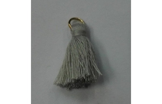 Pompon 25mm con anilla dorada Gris claro