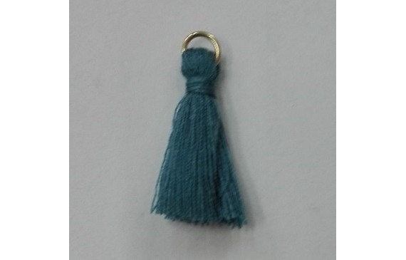 Pompon 25mm con anilla dorada Azul Piedra