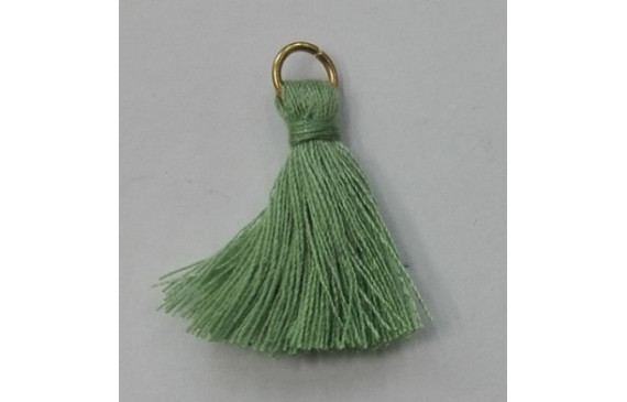 Pompon 25mm con anilla dorada verde Piedra