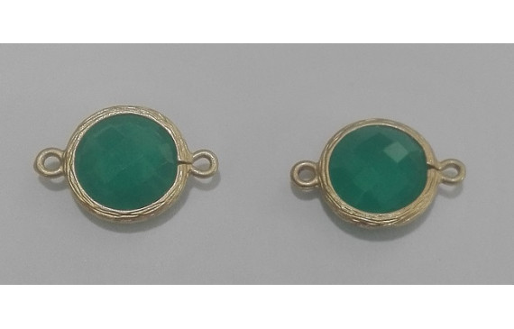 Pieza ORO doble aro Cristal 11*16mm verde Opal