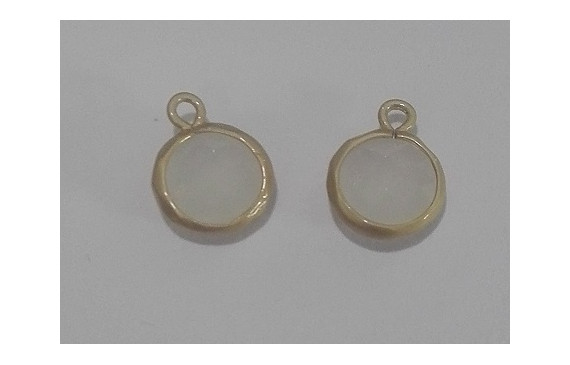 Colgante disco cristal 13*9mm Blanco Opal