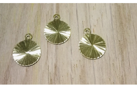 Colgante disco estriado 12*10mm Latón