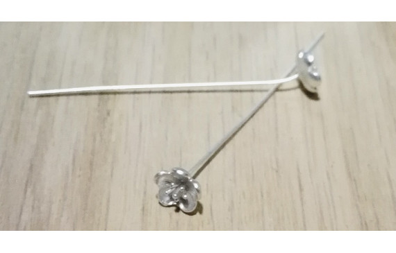 Flor con tallo 8*45mm Plata mate