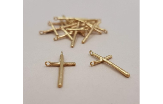 Cruz tumbada 17*10mm Oro Mate