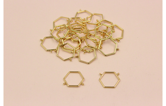 Pieza Hexágono 2 anillas 15*12mm Oro