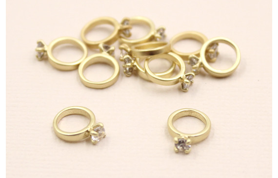 Anillo de 8mm con diamante de Cristal Dorado Mate