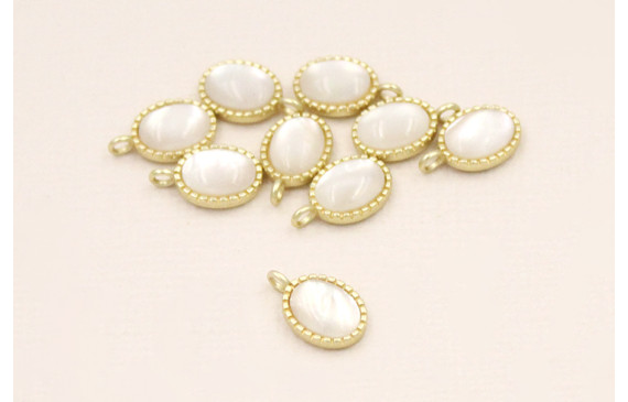 Colgante 10*7mm Dorado Mate con Pieza Opal