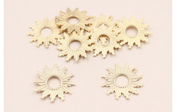 Cuenta Sol estriado Dorado de 29mm