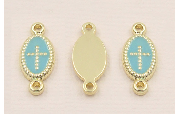 Colgante Stainless Steel: 15*10 Cruz Turquesa