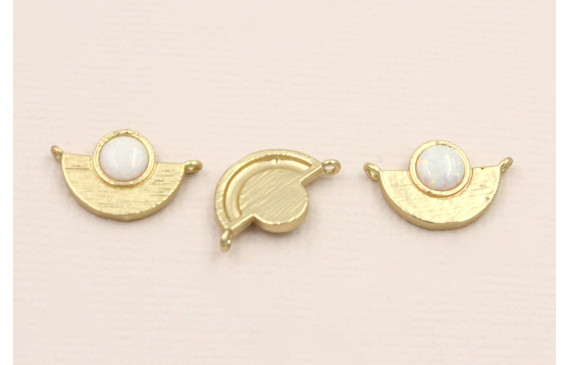 Entrepieza con cristal Opal 15*10*2mm Dorado Mate