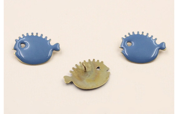 Cuenta Pez Globo 20*15 con Anilla esmalte Azul