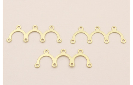 Cuenta Triple puente 25*10mm Dorado Mate