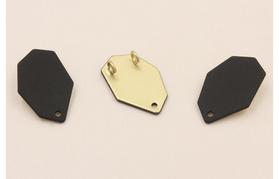 Cuenta Hexágono doble anilla trasera 20*13mm Negro